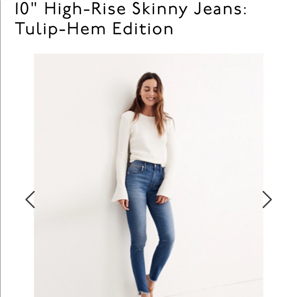10" High-Rise Skinny Jeans: Tulip-Hem Edition.